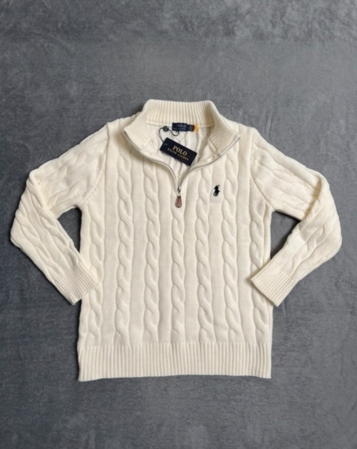 Cream Cable Knit Half-Zip Sweater – Vintage